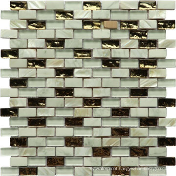 23X48mm Crystal Mix Shell White Glass Mosaic Tile